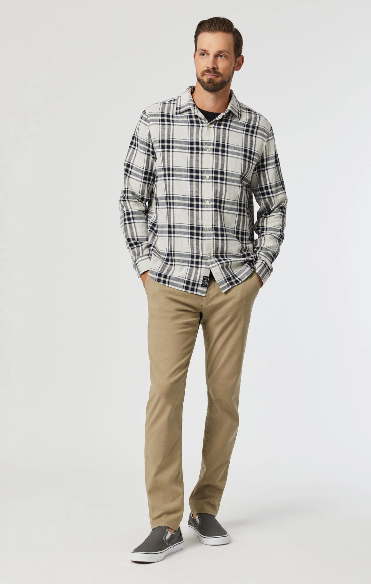 Shape Retention Comfort for All MILTON SLIM STRAIGHT CHINO IN BEIGE LUXE TWILL