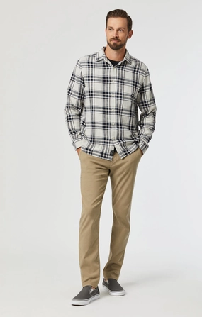 Shape Retention Comfort for All MILTON SLIM STRAIGHT CHINO IN BEIGE LUXE TWILL