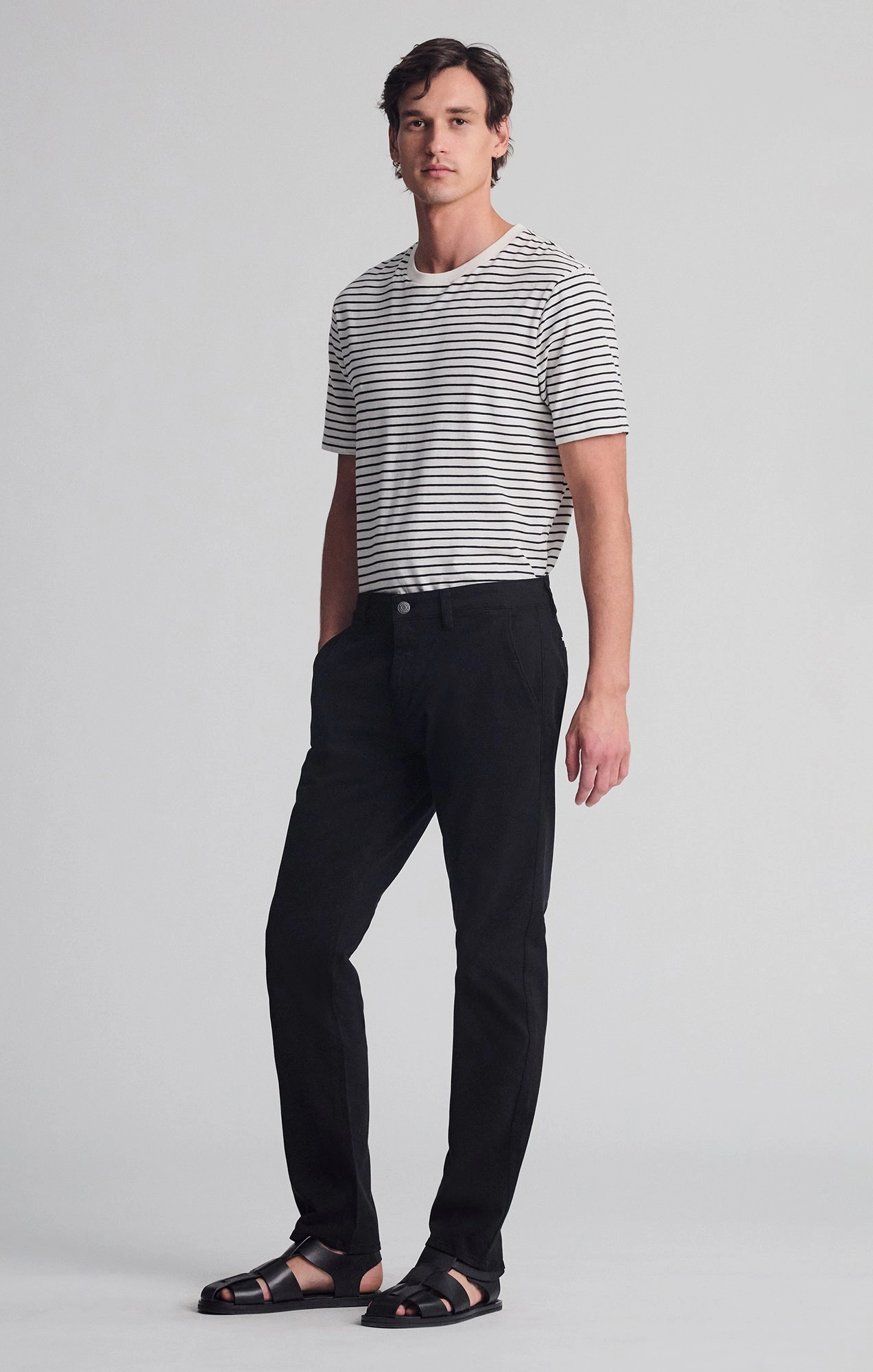 Water Repellent Coating LightweightConstruction MILTON SLIM STRAIGHT CHINO IN BLACK CASUAL TWILL