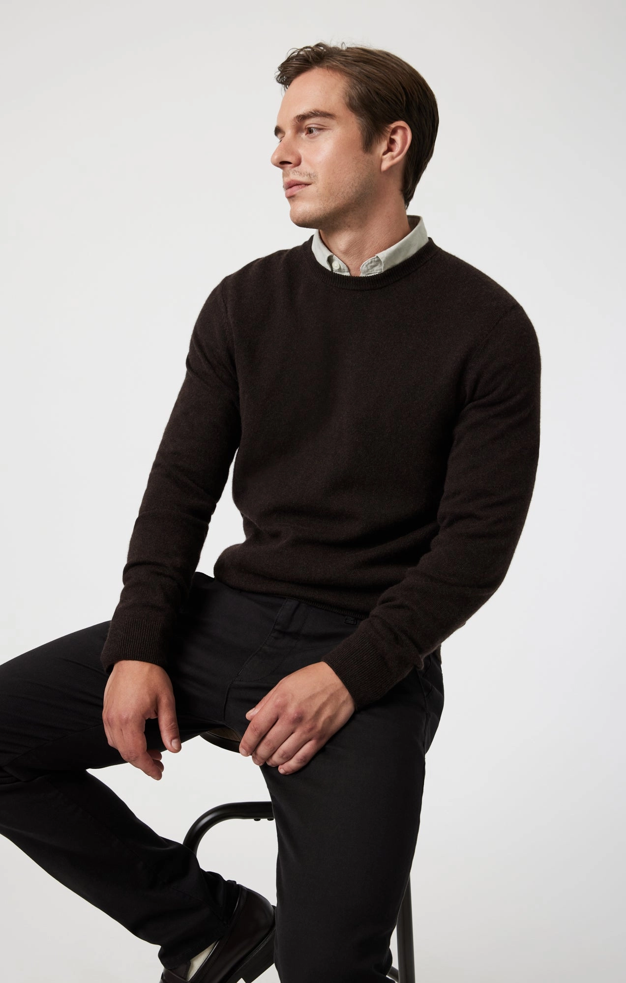 City Wear Quick-Dry Fabric MILTON SLIM STRAIGHT CHINO IN BLACK LUXE TWILL