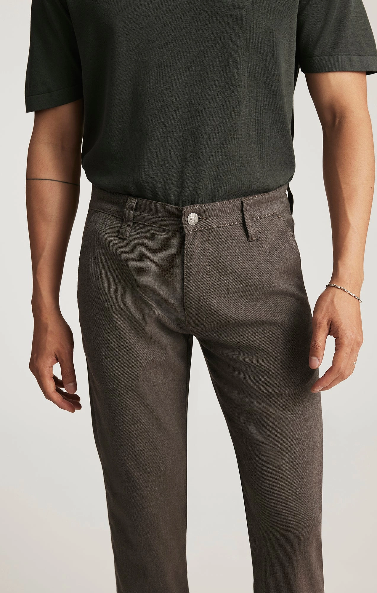 Sporty Fit Design MILTON SLIM STRAIGHT CHINO IN BROWN FEATHER TWEED