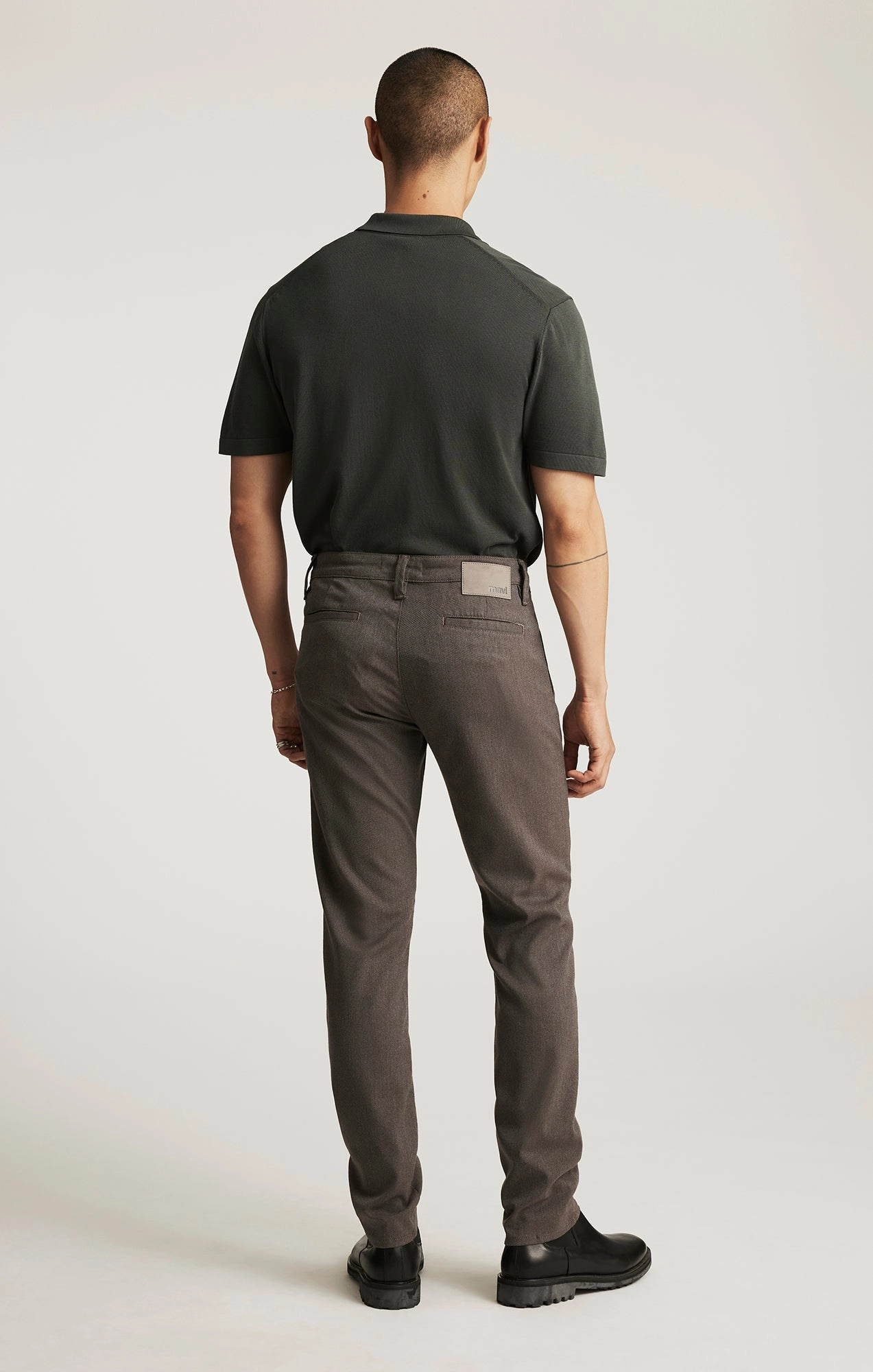 Fitted Style MILTON SLIM STRAIGHT CHINO IN BROWN FEATHER TWEED