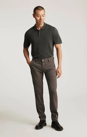 No Irritation Seams Outdoor Friendly MILTON SLIM STRAIGHT CHINO IN BROWN FEATHER TWEED