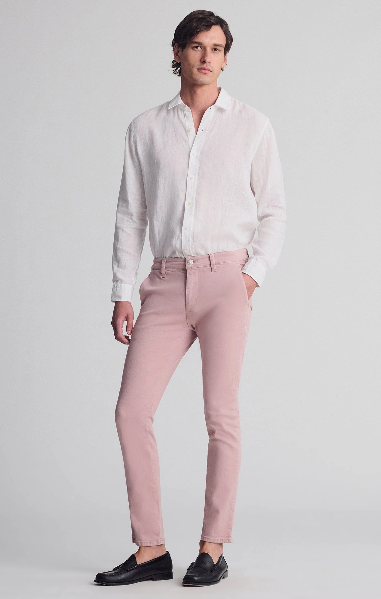 MILTON SLIM STRAIGHT CHINO IN WOODROSE LUXE TWILL Breathable back panel Utility pocket