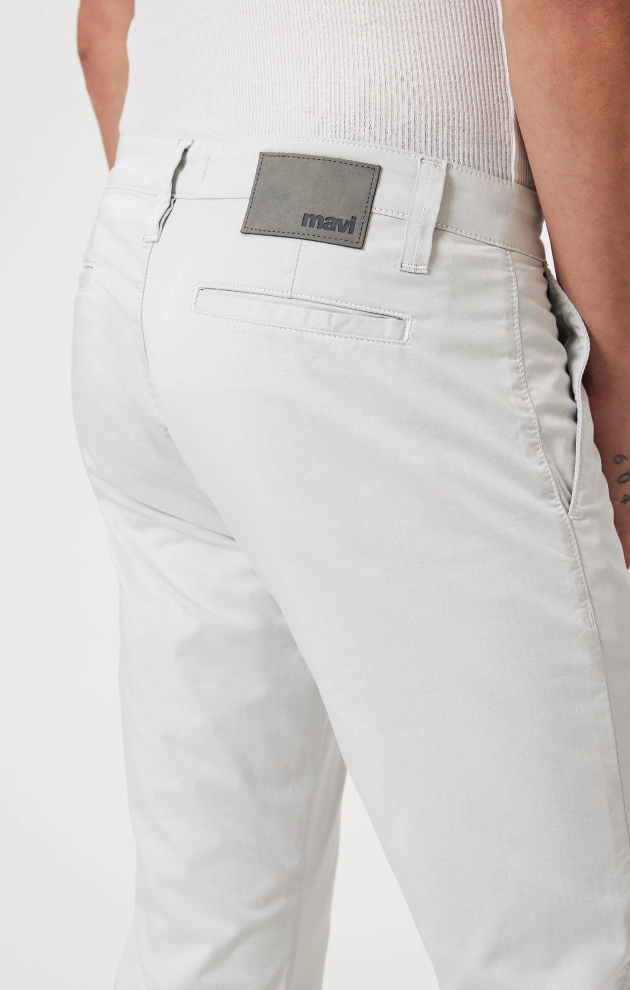 MILTON SLIM STRAIGHT CHINO PANTS IN STONE CITY SMART Stain Resistant Weave Anti Bacterial Treatment