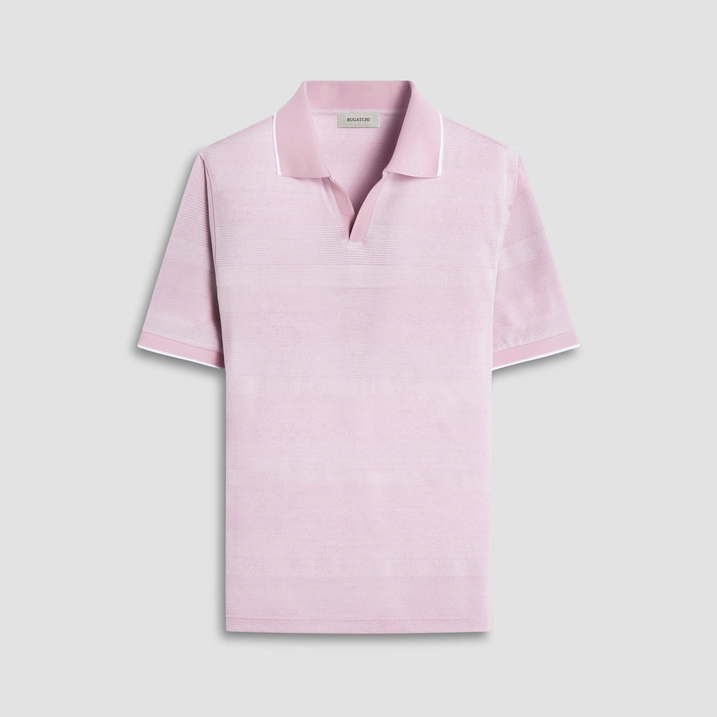 Sporty Look Effortless Fashion Mixed Media Johnny Collar Polo Shirt - Dusty Pink