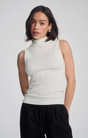 hypoallergenic MOCK NECK TANK TOP IN ANTIQUE WHITE