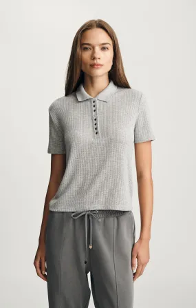 Evening Elegance Comfy Wear SHORT SLEEVE POLO T-SHIRT IN MID GREY MELANGE