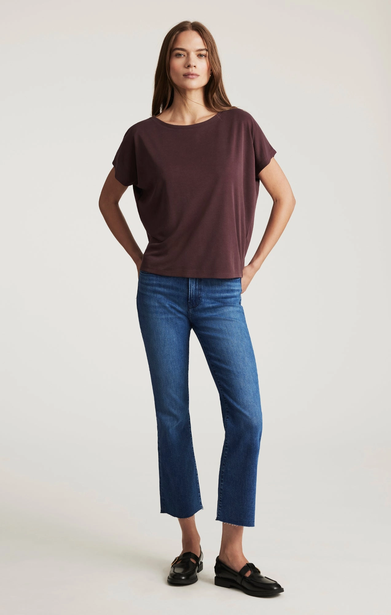 ANIKA CROPPED FLARE IN DARK BRUSHED FLEX BLUE Fashion friendly