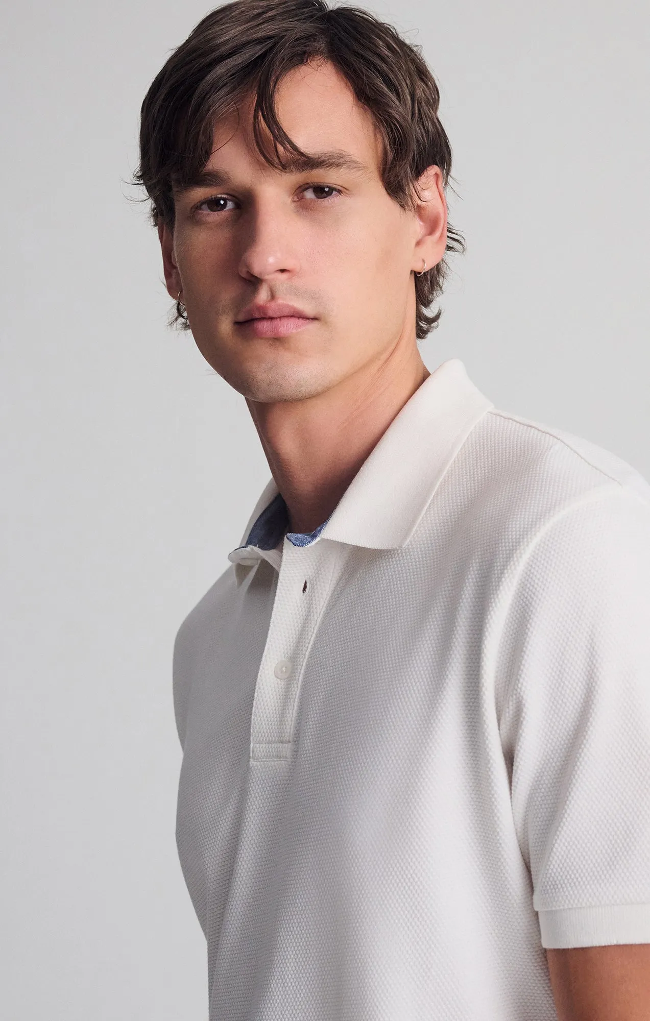 Recycled Polyester Blend POLO SHIRT IN ANTIQUE WHITE