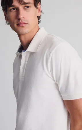 Ribbed Trim Petite Option POLO SHIRT IN ANTIQUE WHITE