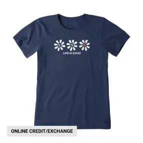 Life Is Good Women's Daisybug Trio Short Sleeve Crusher Tee - Dark Blue Stretch Technology Quick Release Fastener