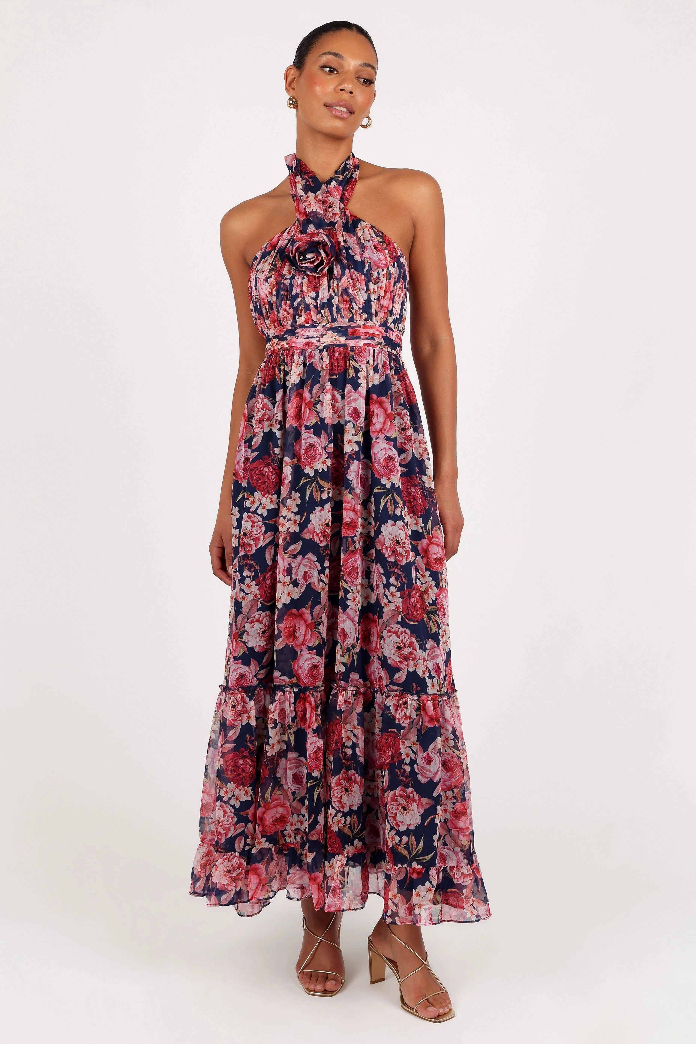 Floral Swing Lennon Halterneck Maxi Dress - Navy Floral