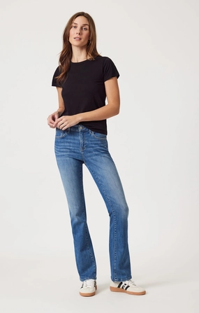 Flattering Waist MOLLY BOOTCUT IN MID BRUSHED FLEX BLUE