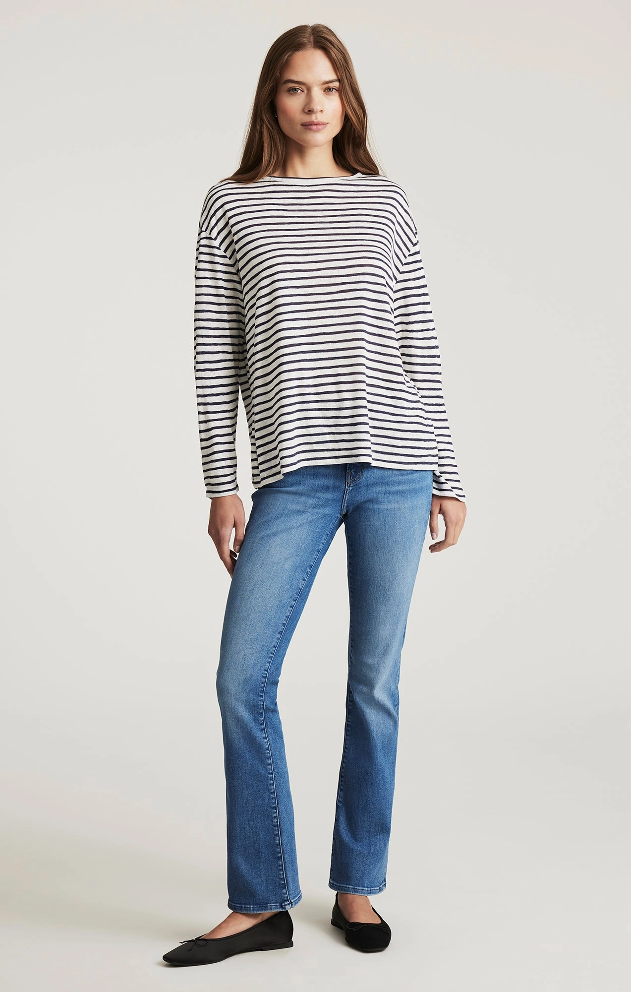 Night Out Traveler Gear Stylish MOLLY BOOTCUT IN MID BRUSHED FLEX BLUE