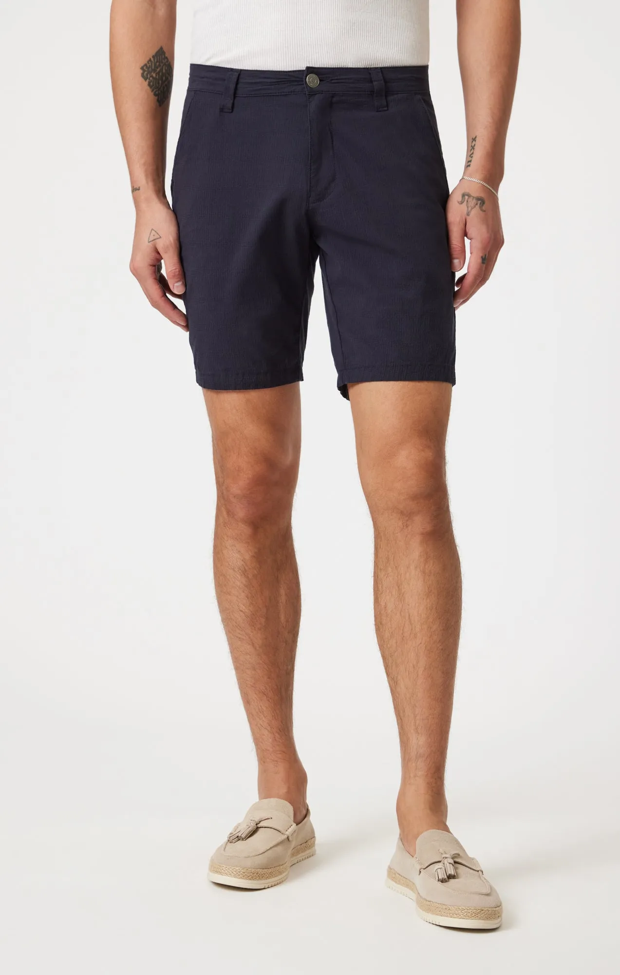 Performance Comfort NOAH SHORTS IN NAVY SEERSUCKER