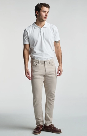 JAKE SLIM LEG IN OYSTER HERRINGBONE Chill Wear Flattering Comfort
