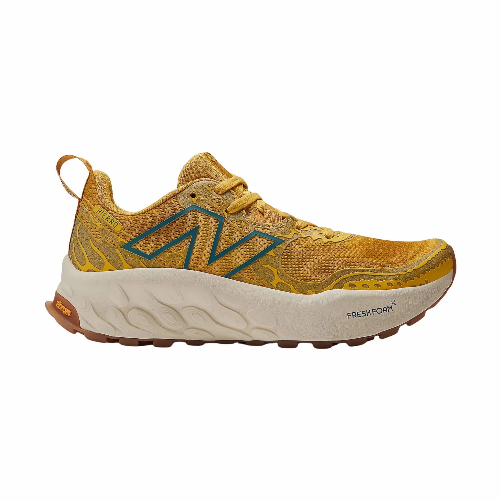 New Balance Women's Fresh Foam X Hierro v8 Trail Shoes - Ginger Lemon with Calcium and Terrarium Stretchable Upper Rolling Motion Technology