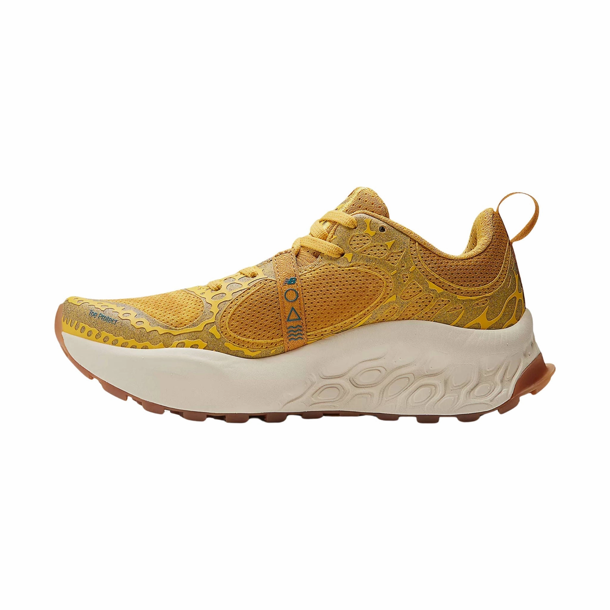 Anti Slip Rubber Outsole Reinforced Collar Padding New Balance Women's Fresh Foam X Hierro v8 Trail Shoes - Ginger Lemon with Calcium and Terrarium