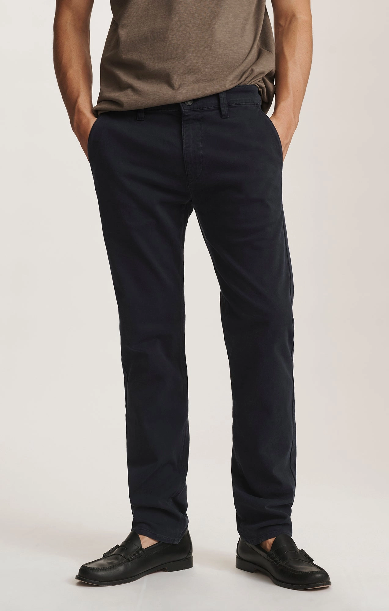 MILTON SLIM STRAIGHT CHINO IN DARK NAVY CASUAL TWILL Reinforced Stitching Chic casual