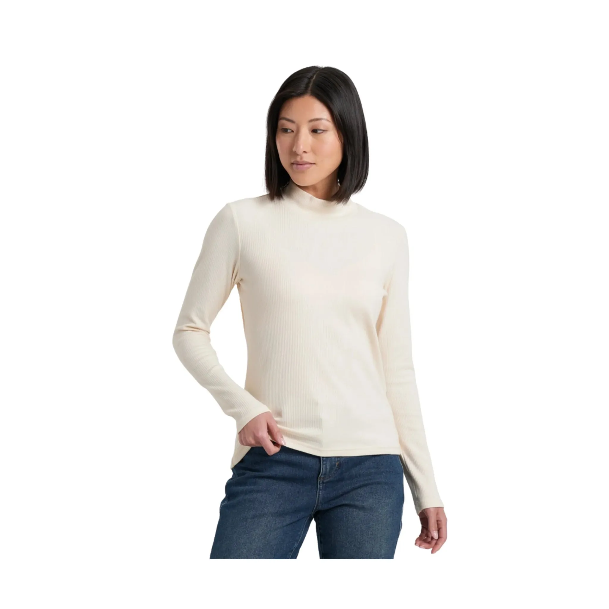 SoftTouchBrushedInterior AntiStaticLining Kuhl Women's Verona Rib Long Sleeve Shirt - Natural