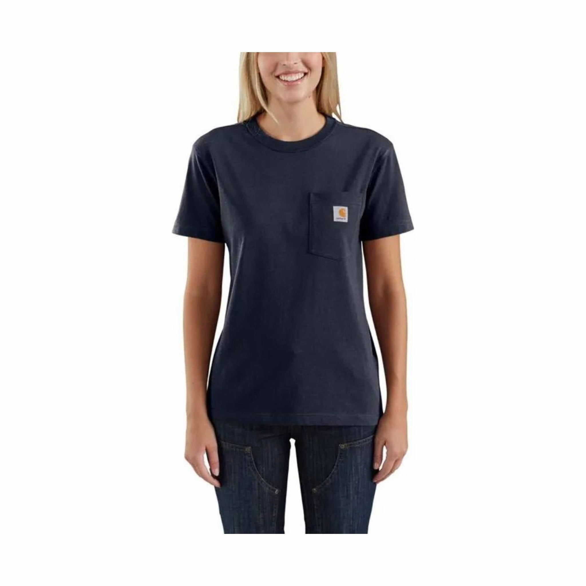 Carhartt Women's Loose Fit Heavyweight Short-Sleeve Pocket T-Shirt - Navy OversizedSilhouette