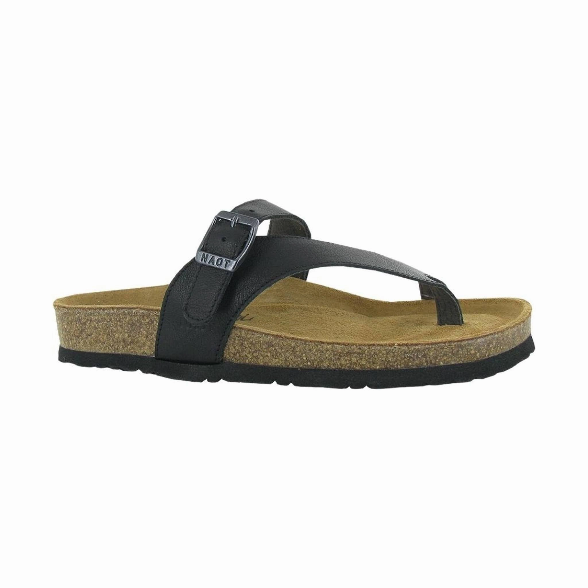 Naot Women's Tahoe Classic Sandal - Black Leather Shock Absorbing