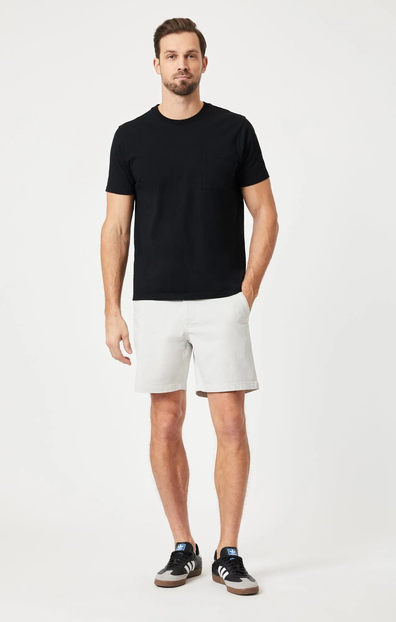 NATE SHORTS IN OYSTER MUSHROOM TWILL Slimming Effect Machine washable