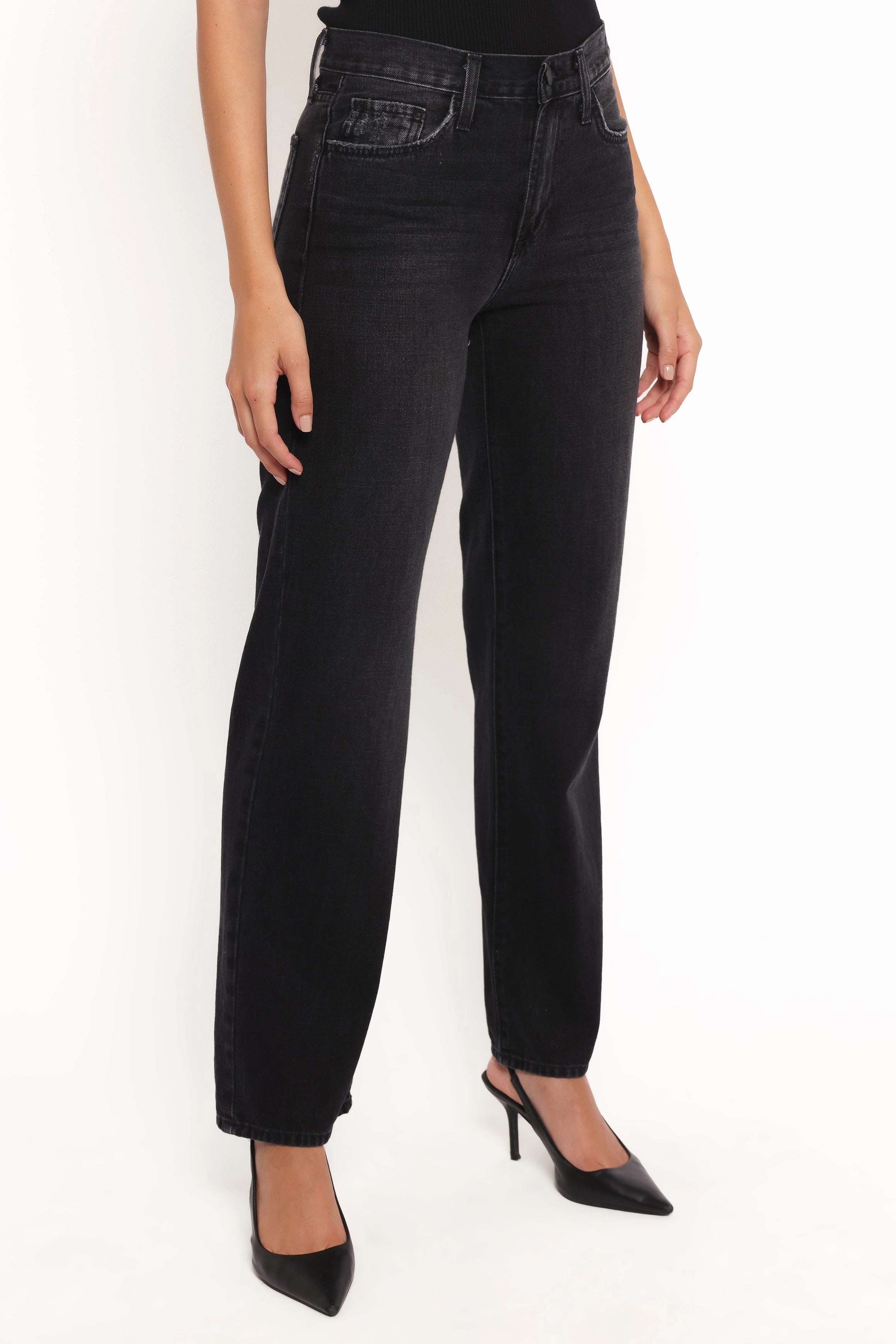 Utility Basic Nathan High Rise Relaxed Straight Jean - Washed Black