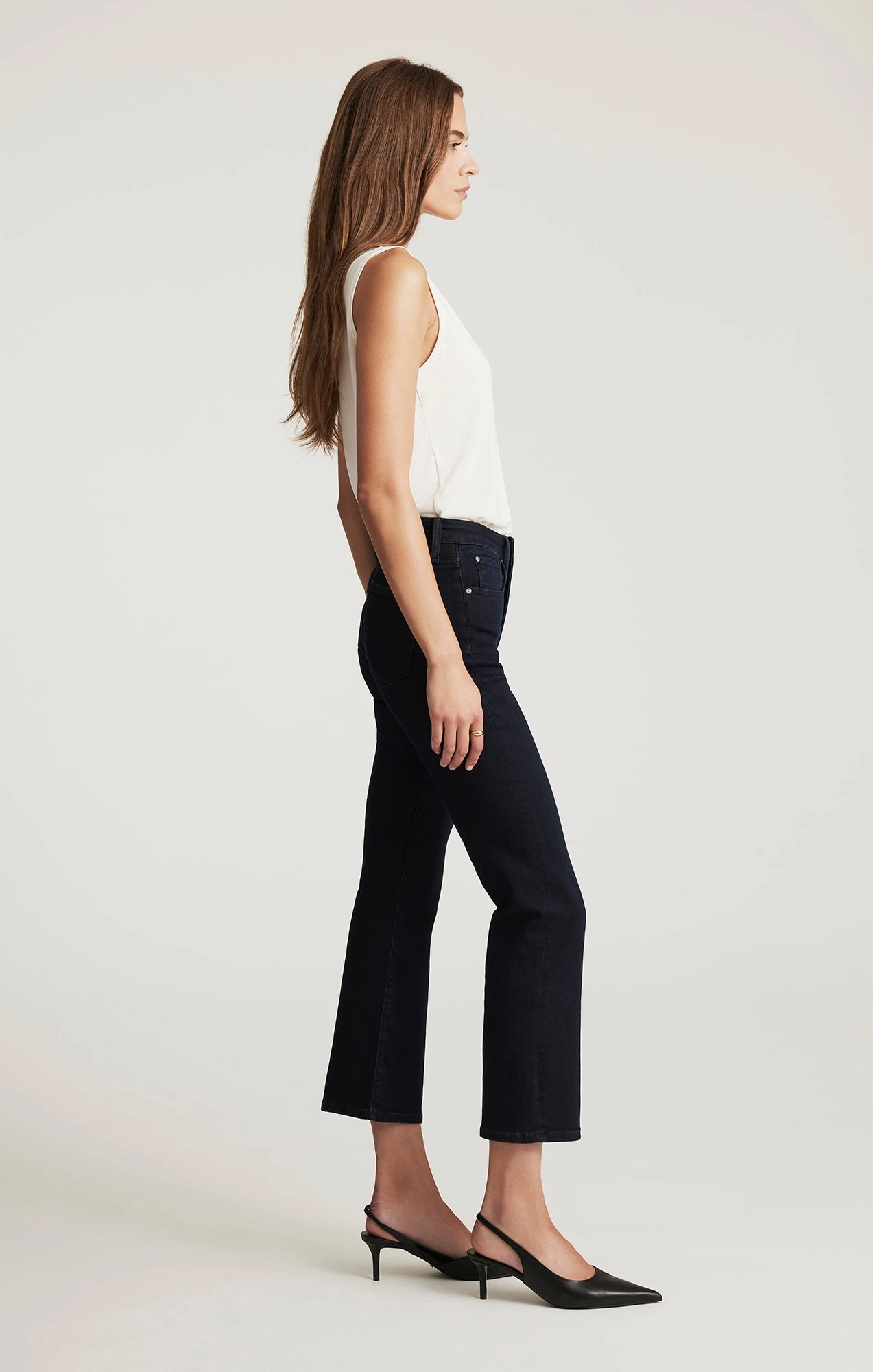 Eco Conscious Denim ANIKA CROPPED FLARE IN INK FLEX BLUE