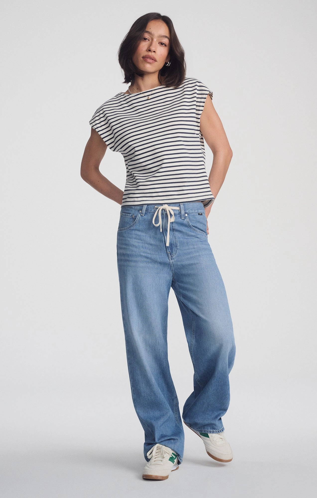 Vintage Lover Smooth Bold Premium Cotton Blend NELLA WIDE LEG IN LIGHT BLUE WELL BLUE