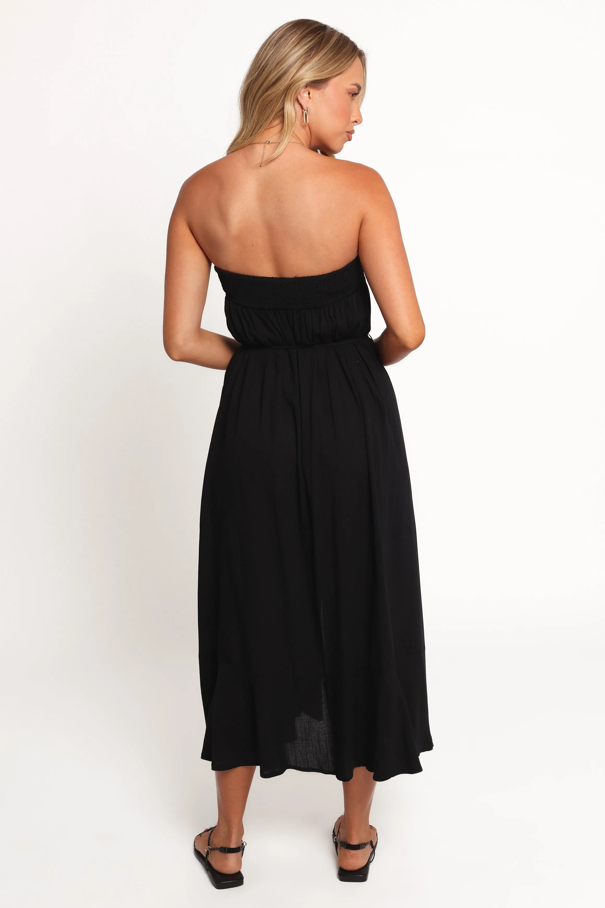 Nerea Midi Strapless Dress - Black Date-Night