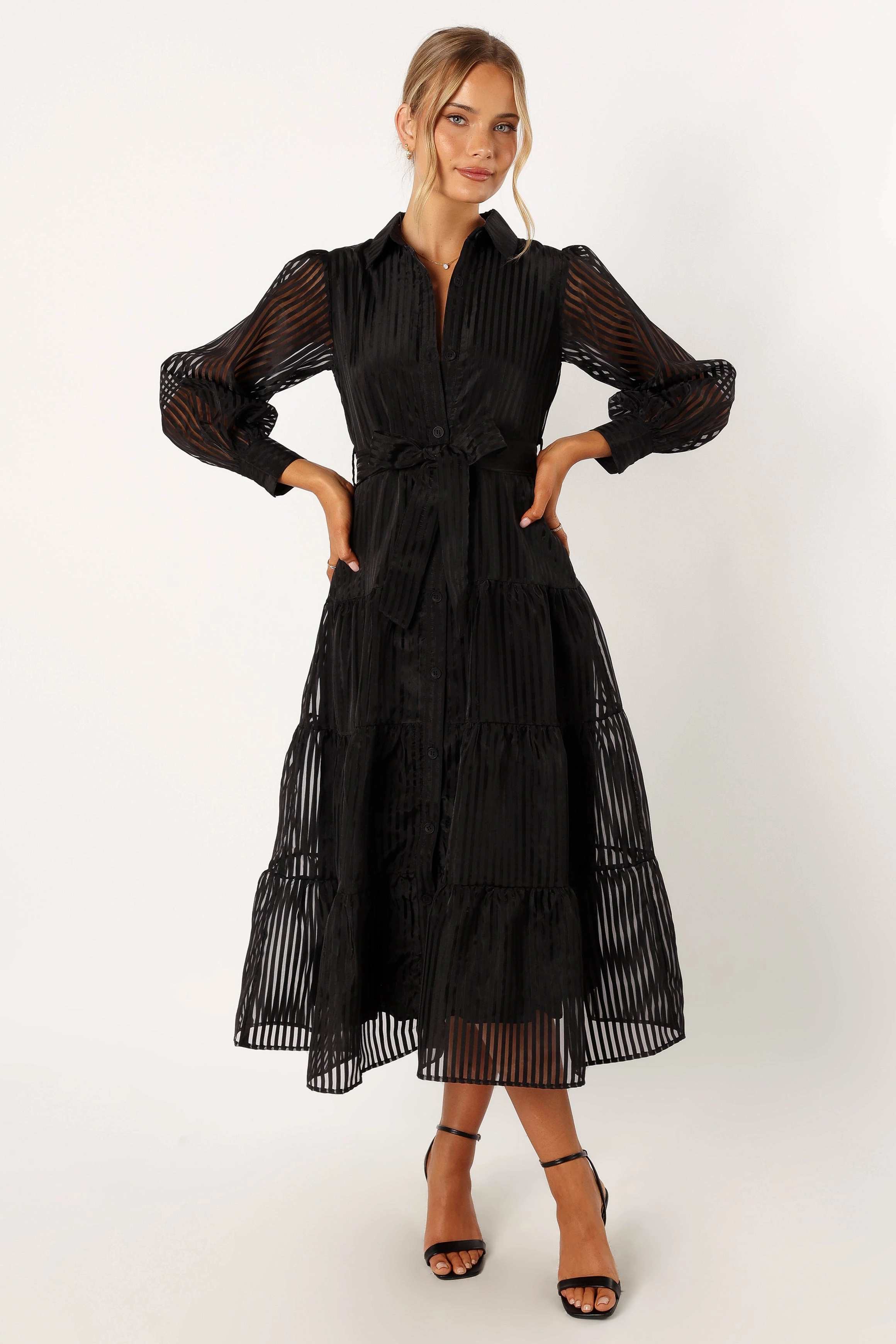 Street Style Sleeveless Cut Neve Long Sleeve Maxi Dress - Black