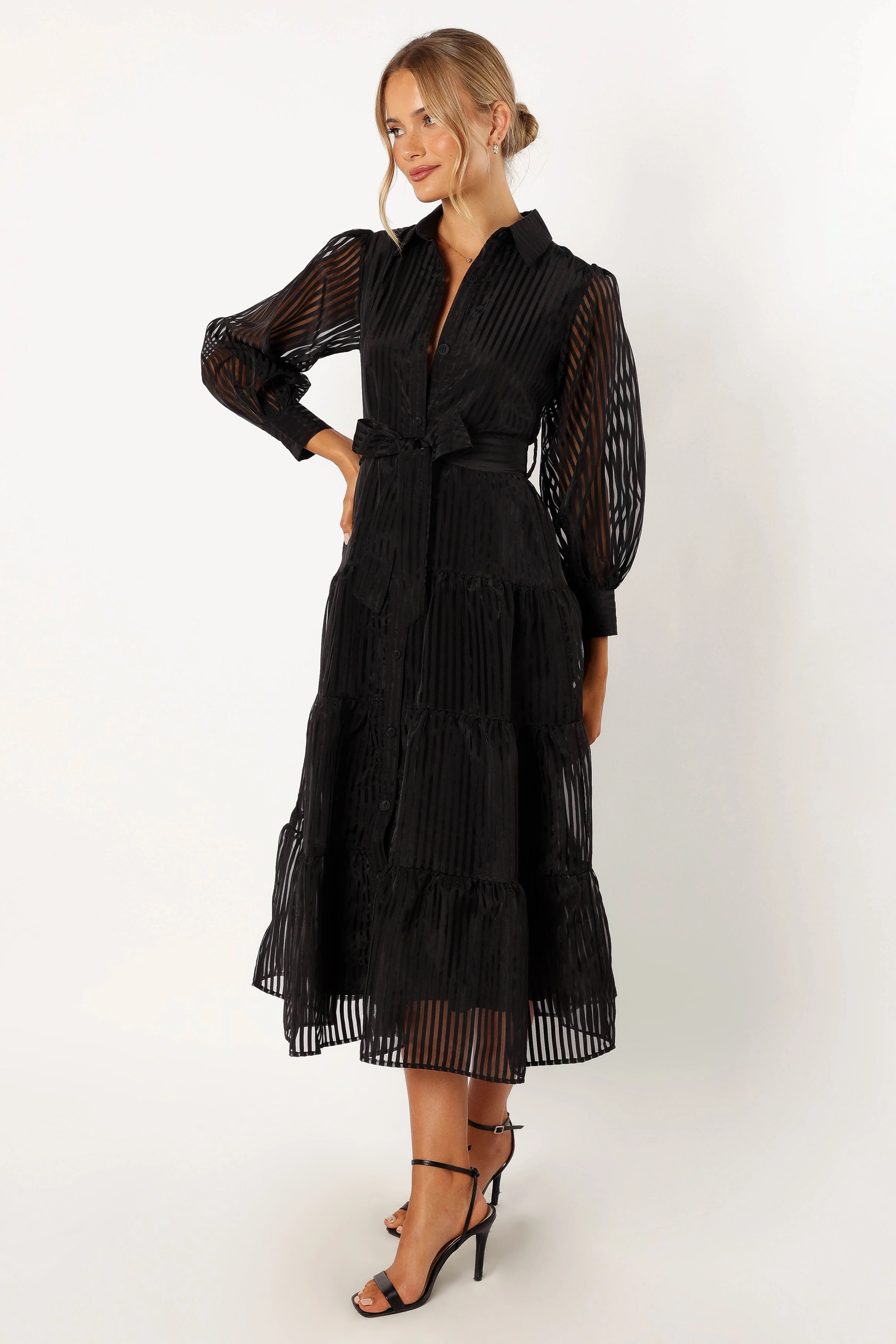 Neve Long Sleeve Maxi Dress - Black Polite Vibe