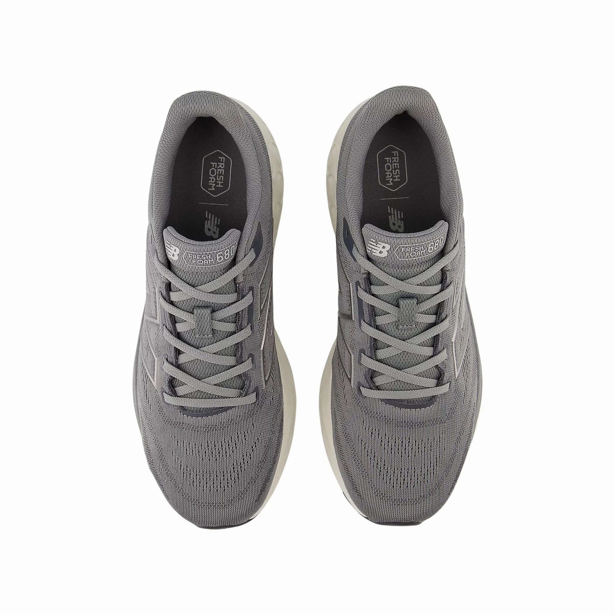 New Balance Men's Fresh Foam 680v8 Running Shoes - Harbor Grey with Magnet and Dark Silver Metallic Cool Mesh Odor Control Technology