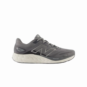 Collared Heel Motion Control Feature New Balance Men's Fresh Foam 680v8 Running Shoes - Harbor Grey with Magnet and Dark Silver Metallic