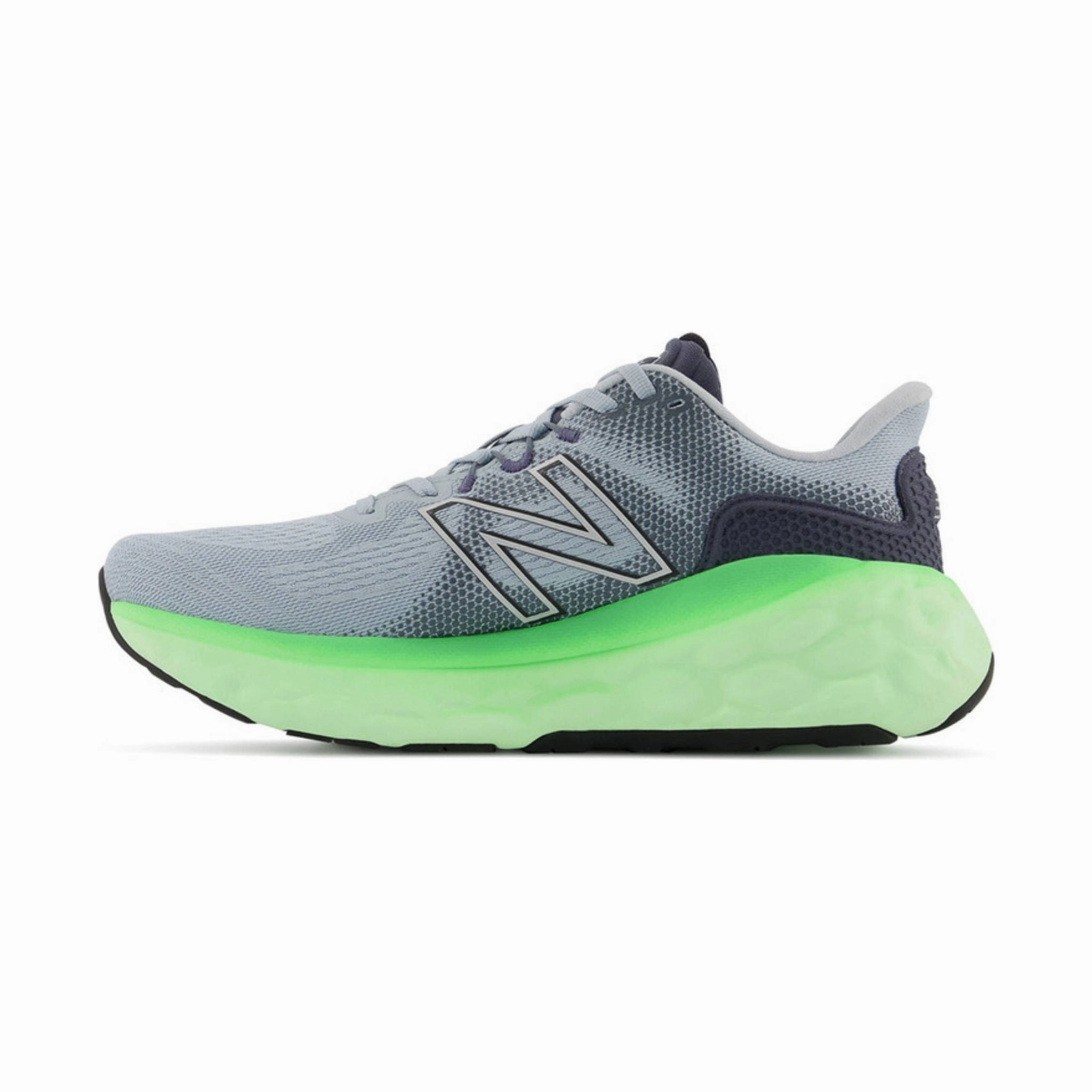 New Balance Men's Fresh Foam More v3 Shoes - Light Slate/Vibrant Spring Ultimate Flex Durable Ripstop Upper
