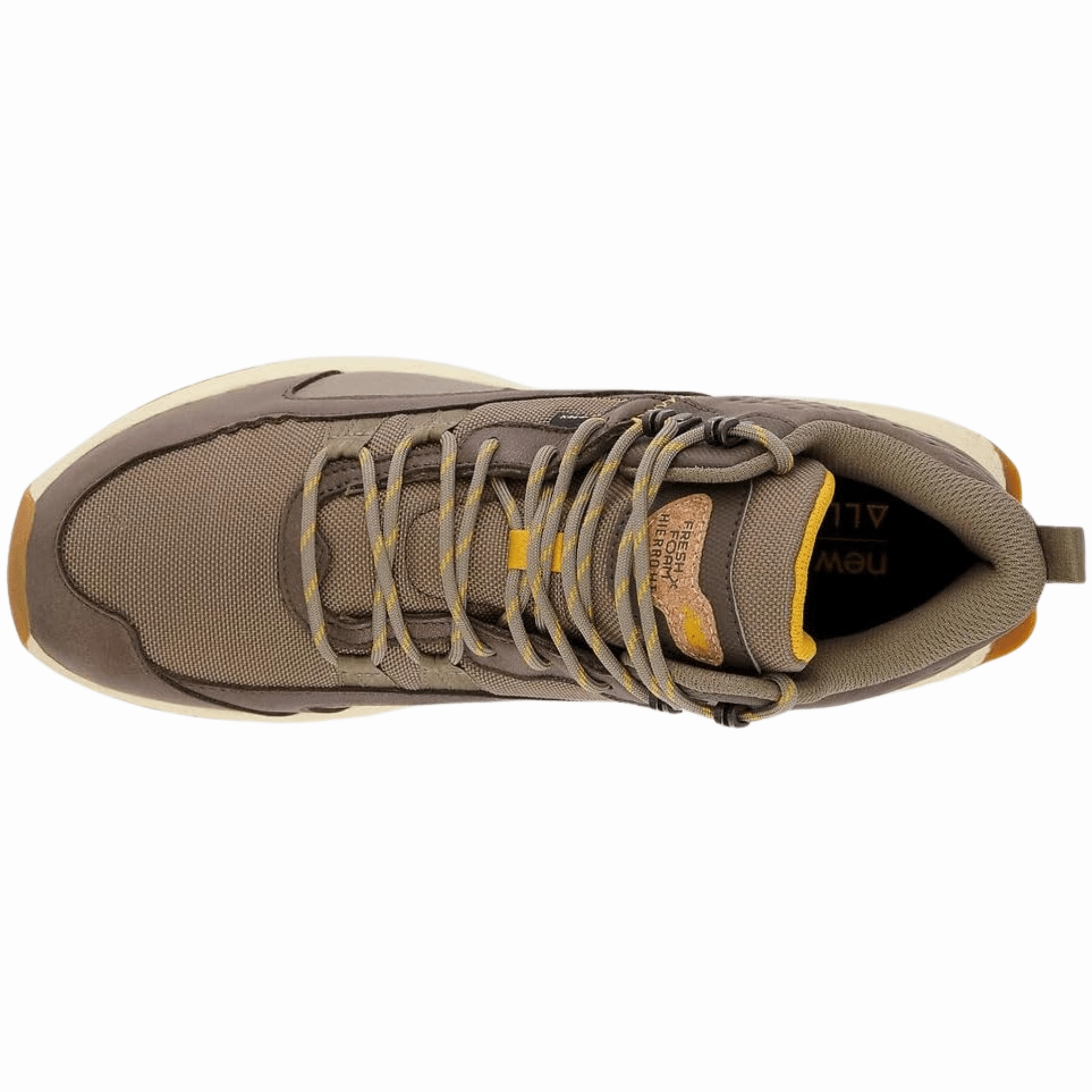 New Balance Men's Fresh Foam X Hierro Mid GTX Hikers - Wren/Bungee/Golden Hour ergo fit Hydrophobic coating