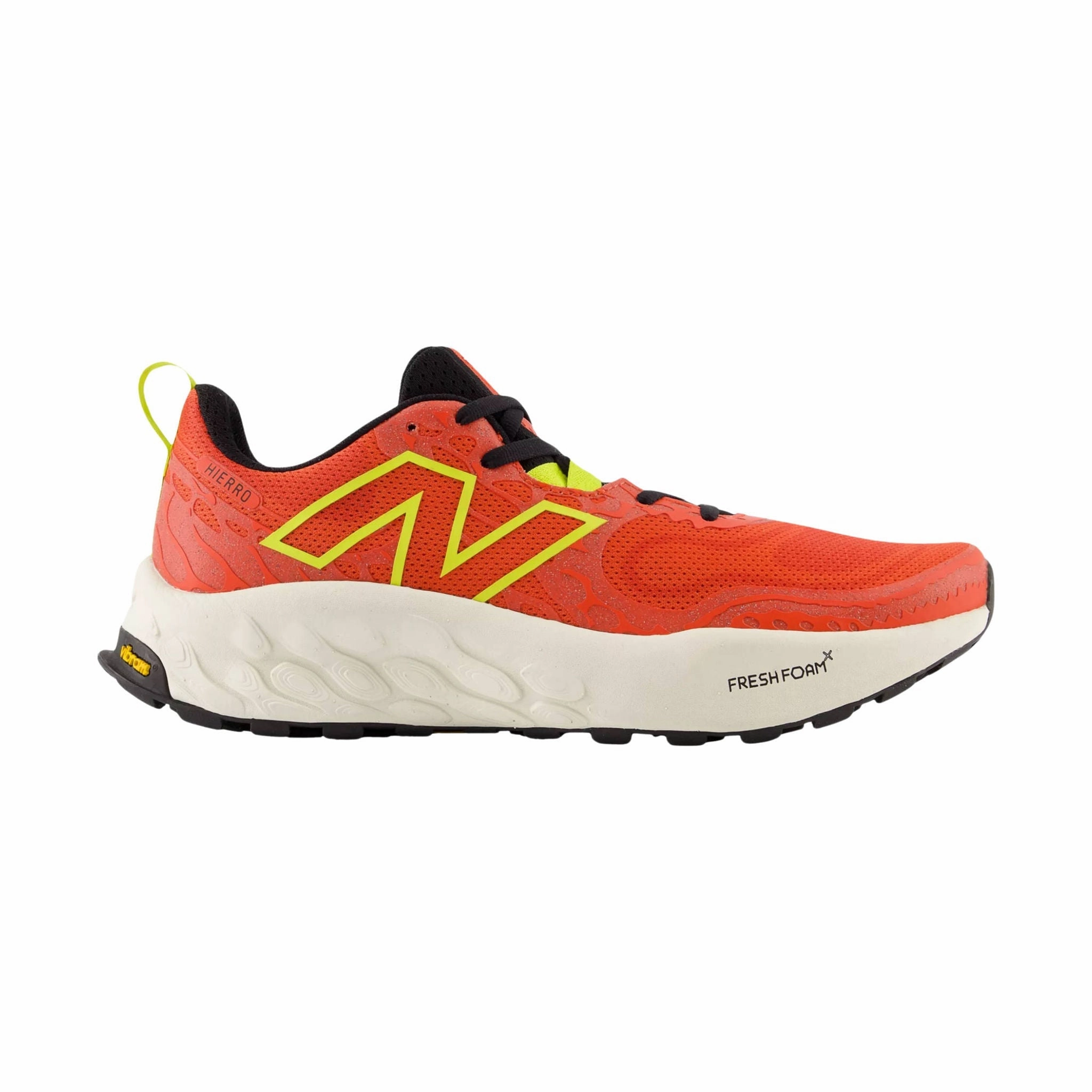 New Balance Men's Fresh Foam X Hierro v8 Trail Running Shoes - Neo Flame Streamlined materials Cushioned Midsole Tech