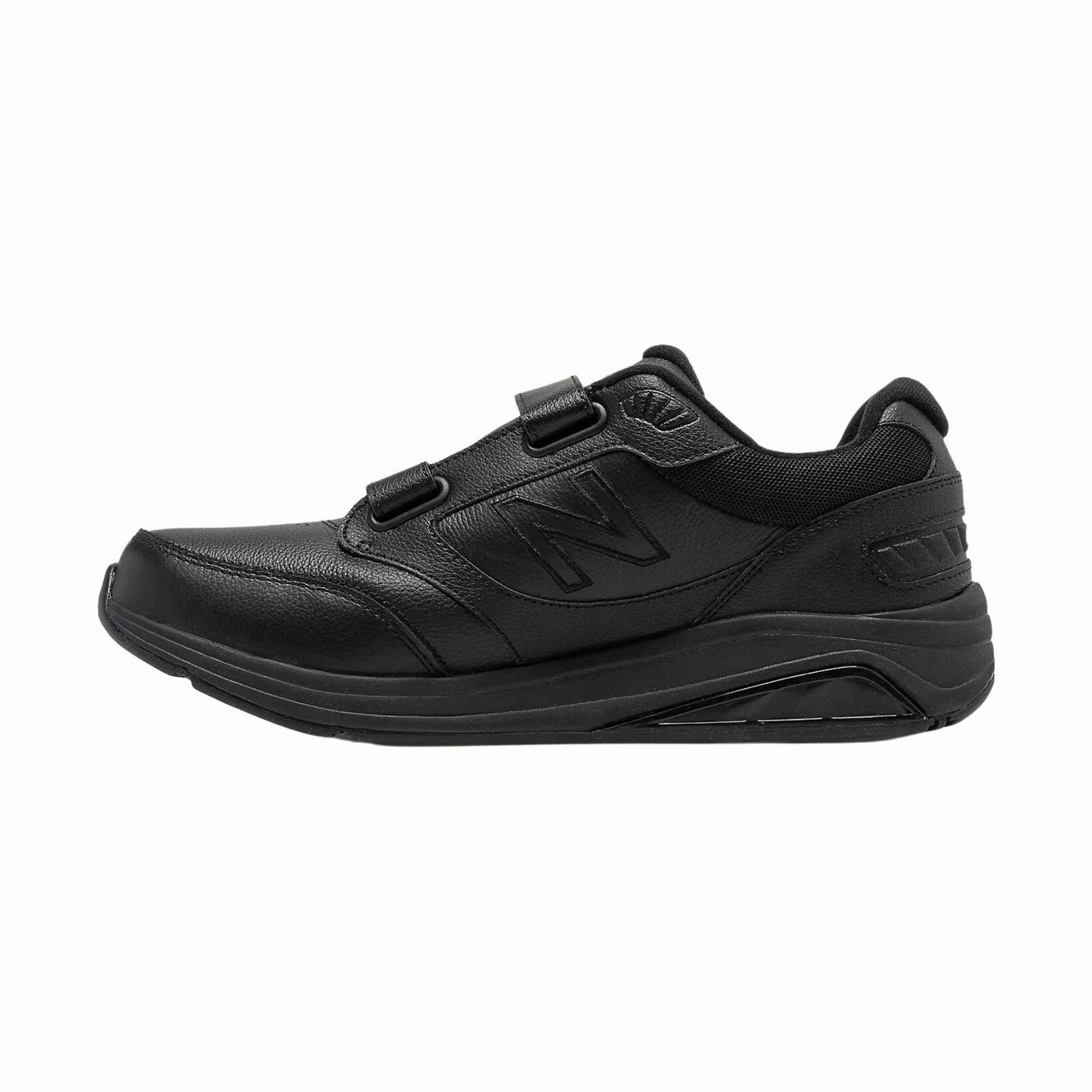 New Balance Men's Hook and Loop Leather 928v3 Walking Shoes - Black Comfort Line