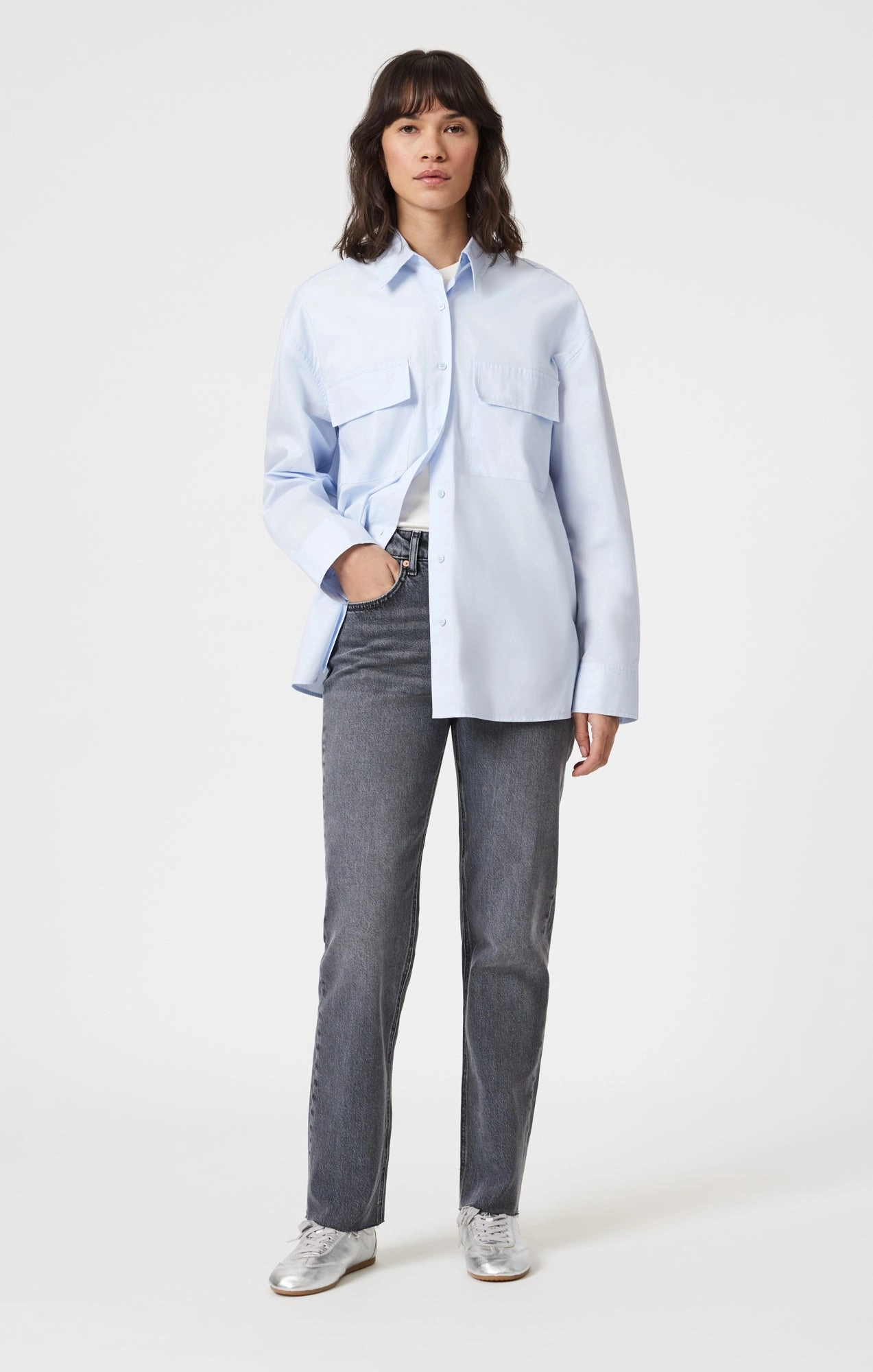 NEW YORK STRAIGHT LEG IN MID SMOKE CLASSIC BLUE Chill Outfit