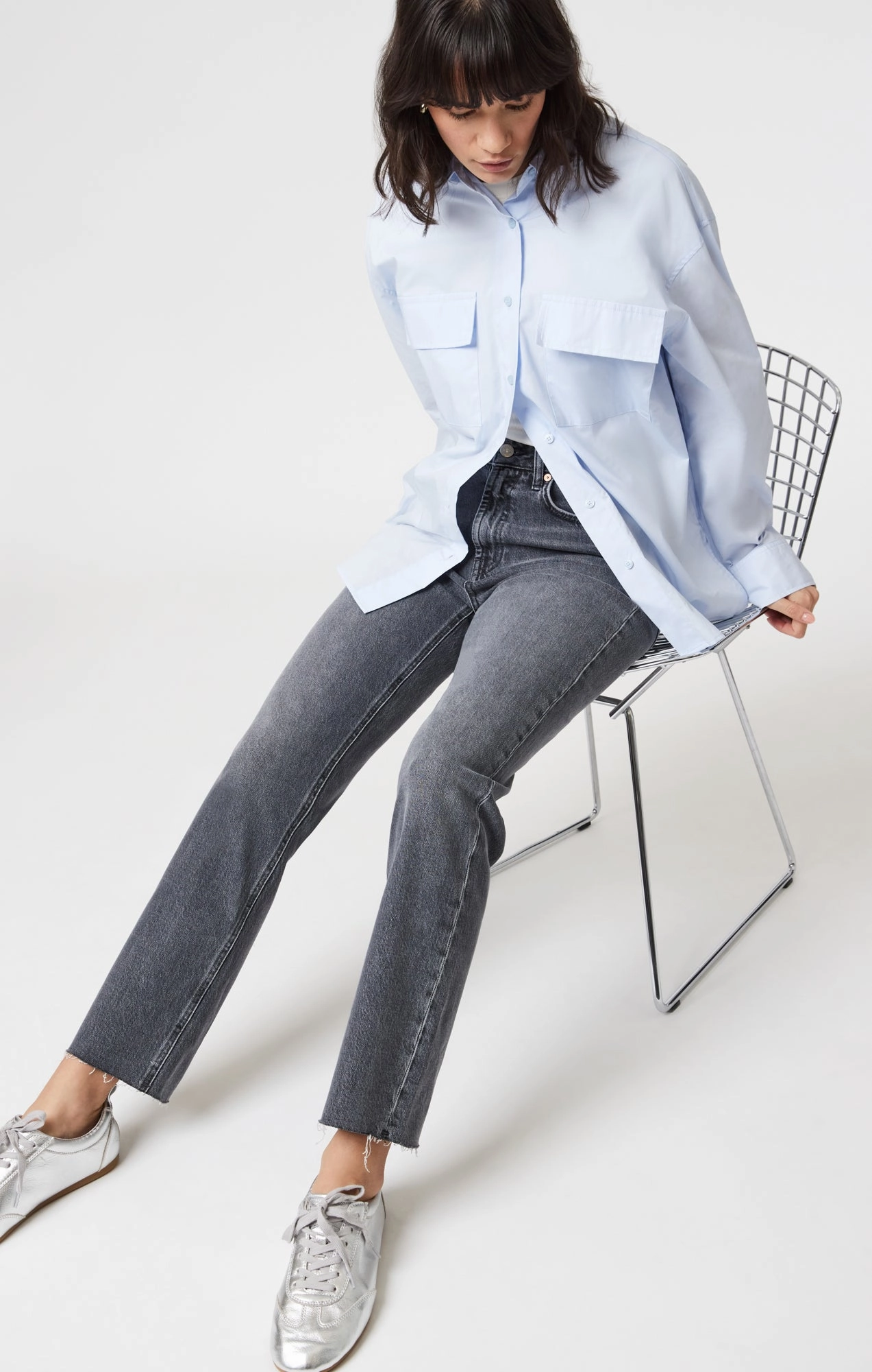 Day Wear Breathable Lining NEW YORK STRAIGHT LEG IN MID SMOKE CLASSIC BLUE