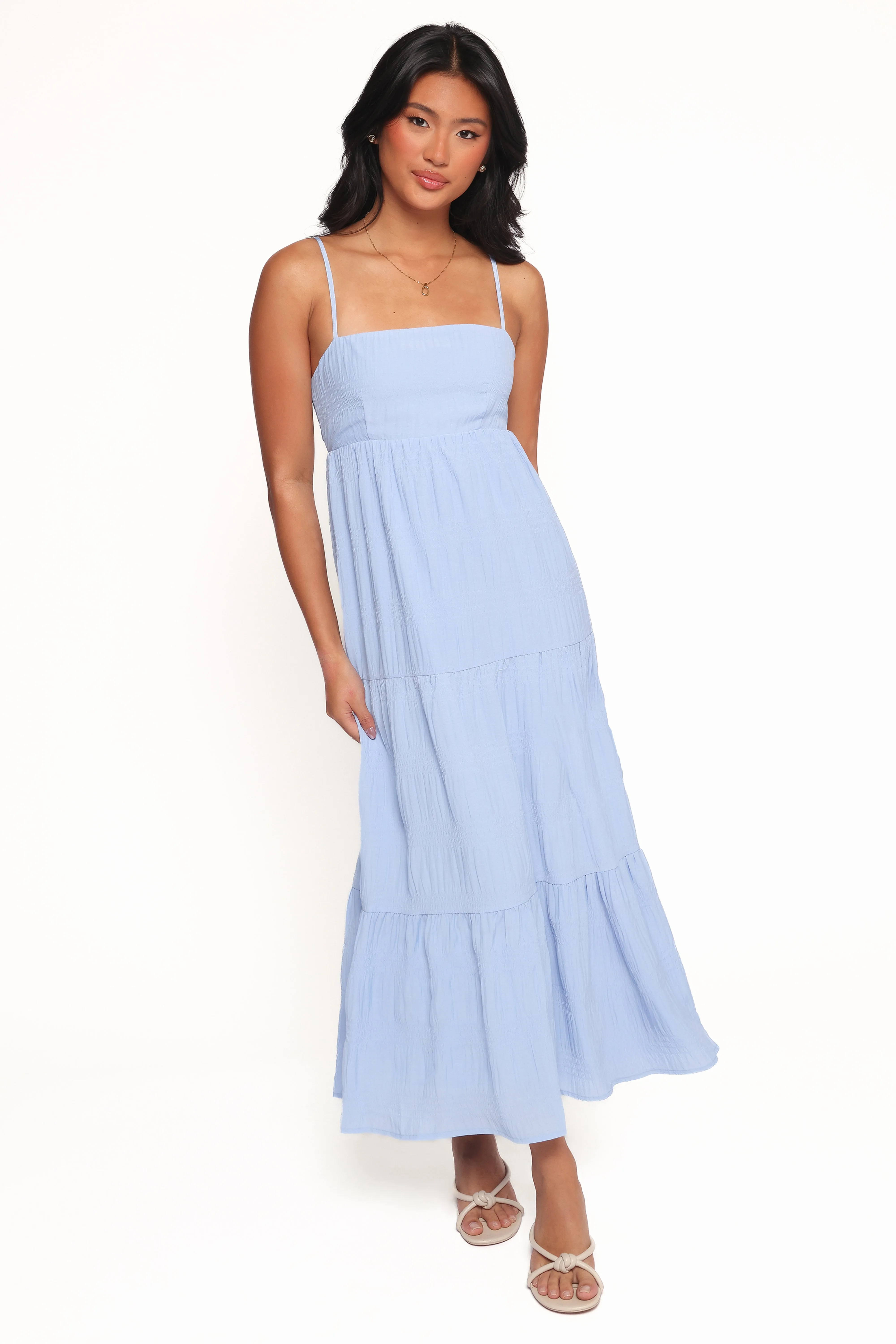Nina Maxi Dress - Dusty Blue Nature Bloom