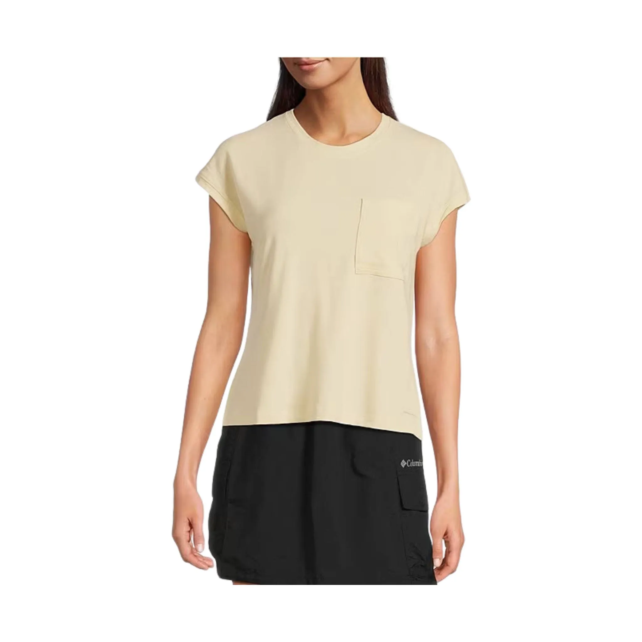 Lightweight Design Breathable Construction Columbia Women's Boundless Trek Short Sleeve Tee - Lemon Wash