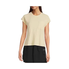 Lightweight Fabric Stretch Knit Fabric Columbia Women's Boundless Trek Short Sleeve Tee - Lemon Wash
