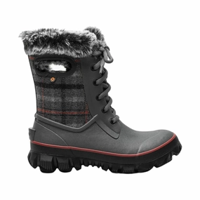 british retro Bogs Women's Arcata Cozy Plaid Winter Boots - Dark Gray Multi