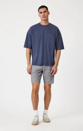 Soft Stretch NOAH SHORTS IN NAVY LINEN STRIPE