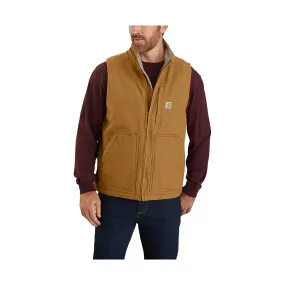 Carhartt Men's Mock Neck Sherpa Lined Loose Fit Washed Duck Vest - Carhartt Brown All Day Wear Reinforced Seam Durability