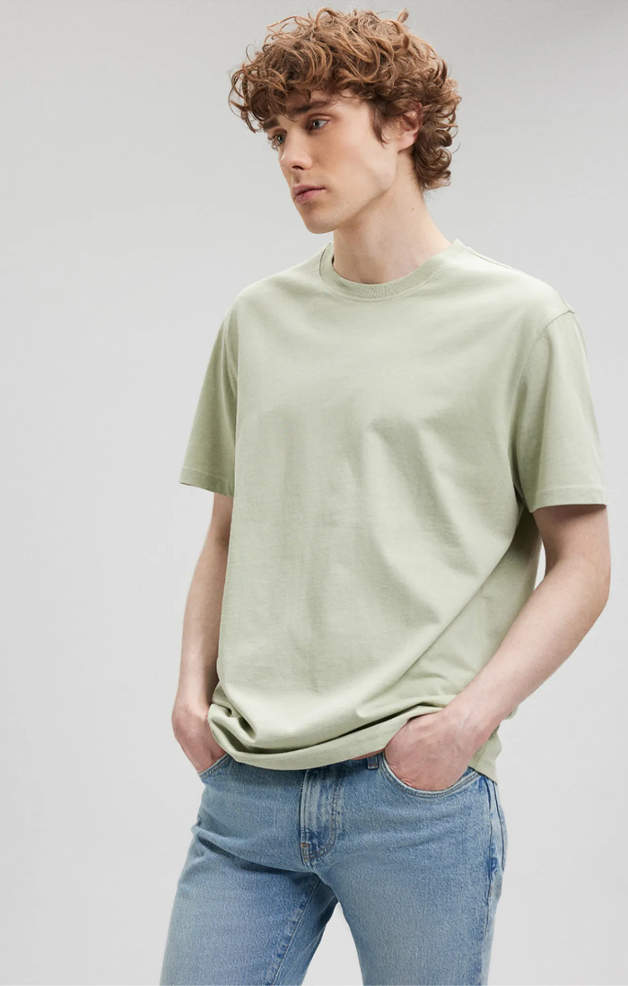 EasyCareFinish Comfortable All Day Wear CLASSIC CREW NECK T-SHIRT IN DESERT SAGE
