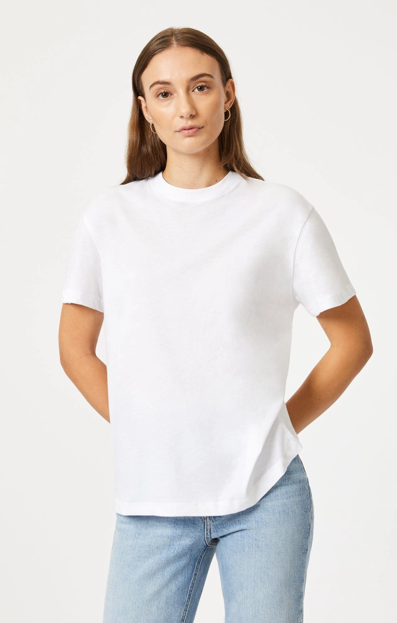 Stretchable Knit CREW NECK T-SHIRT IN WHITE